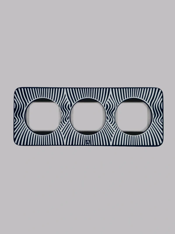 op-art ramka potrójna 2 3d vasarely dekor włącznik kontakt elektryczny op-art ramka paski czarno białe iluzja design dekor fala optyka fala plus ars